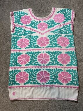 J. Marie Embroidered Floral Mini Dress - Pink & Teal